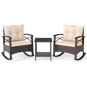 Gentle rocking motion will provide you with more relaxation<br>Safe to rock thanks to anti-slip strips and anti-rollover stoppers<br>Hand-woven mix brown PE rattan combines durability with beauty<br>Soft back & seat cushions filled with high-elastic spong