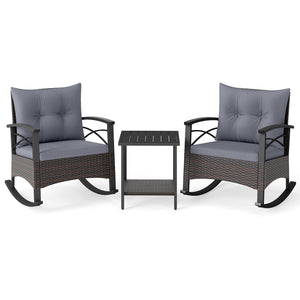 Gentle rocking motion will provide you with more relaxation<br>Safe to rock thanks to anti-slip strips and anti-rollover stoppers<br>Hand-woven mix brown PE rattan combines durability with beauty<br>Soft back & seat cushions filled with high-elastic spong