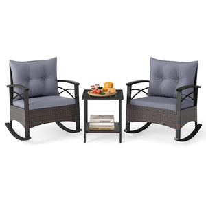 Gentle rocking motion will provide you with more relaxation<br>Safe to rock thanks to anti-slip strips and anti-rollover stoppers<br>Hand-woven mix brown PE rattan combines durability with beauty<br>Soft back & seat cushions filled with high-elastic spong