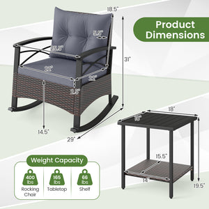 Gentle rocking motion will provide you with more relaxation<br>Safe to rock thanks to anti-slip strips and anti-rollover stoppers<br>Hand-woven mix brown PE rattan combines durability with beauty<br>Soft back & seat cushions filled with high-elastic spong