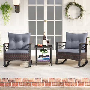 Gentle rocking motion will provide you with more relaxation<br>Safe to rock thanks to anti-slip strips and anti-rollover stoppers<br>Hand-woven mix brown PE rattan combines durability with beauty<br>Soft back & seat cushions filled with high-elastic spong