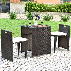 â— Brand new and high quality<br>â— The Chairs designed for space-saving (differ from seat size)<br>â— Strong steel frame and all rattan wicker<br>â— Ideal for patio  porch  poolside or garden<br>â— Cushions for comfortable seat<br>â— Removable cush