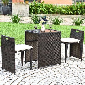 â— Brand new and high quality<br>â— The Chairs designed for space-saving (differ from seat size)<br>â— Strong steel frame and all rattan wicker<br>â— Ideal for patio  porch  poolside or garden<br>â— Cushions for comfortable seat<br>â— Removable cush