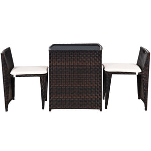 â— Brand new and high quality<br>â— The Chairs designed for space-saving (differ from seat size)<br>â— Strong steel frame and all rattan wicker<br>â— Ideal for patio  porch  poolside or garden<br>â— Cushions for comfortable seat<br>â— Removable cush