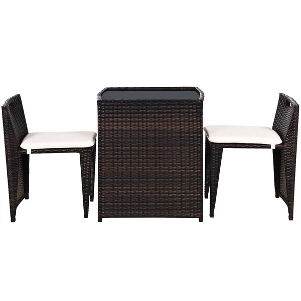 â— Brand new and high quality<br>â— The Chairs designed for space-saving (differ from seat size)<br>â— Strong steel frame and all rattan wicker<br>â— Ideal for patio  porch  poolside or garden<br>â— Cushions for comfortable seat<br>â— Removable cush