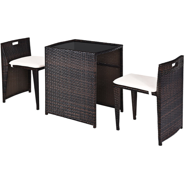 â— Brand new and high quality<br>â— The Chairs designed for space-saving (differ from seat size)<br>â— Strong steel frame and all rattan wicker<br>â— Ideal for patio  porch  poolside or garden<br>â— Cushions for comfortable seat<br>â— Removable cush