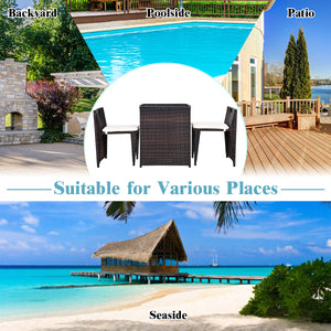 â— Brand new and high quality<br>â— The Chairs designed for space-saving (differ from seat size)<br>â— Strong steel frame and all rattan wicker<br>â— Ideal for patio  porch  poolside or garden<br>â— Cushions for comfortable seat<br>â— Removable cush