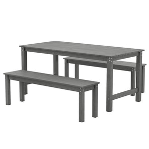 Â The all-weather HDPE material resists the elements  ensuring long-lasting use<br>Â Easy wipe surfaces offer low-maintenance care for great convenience<br>Â Add a touch of rustic charm with the wood-like surface<br>Â 67â€ x 32â€ large tabletop for ampl
