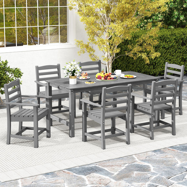 Â The all-weather HDPE material resists the elements  ensuring long-lasting use<br>Â Easy wipe surfaces offer low-maintenance care for great convenience<br>Â Add a touch of rustic charm with the wood-like surface<br>Â 67â€ x 32â€ large tabletop for ampl