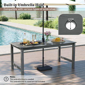 Â The all-weather HDPE material resists the elements  ensuring long-lasting use<br>Â Easy wipe surfaces offer low-maintenance care for great convenience<br>Â Add a touch of rustic charm with the wood-like surface<br>Â 67â€ x 32â€ large tabletop for ampl