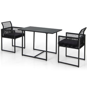 Cozy seat with curved backrest and soft cushions<br>Zipper design for easy maintenance of cushion cover<br>High-strength metal frame for strong support<br>Adjustable footpads offer more stability<br>Hand-woven PE rattan for outdoor use<br>Wide tempered gl