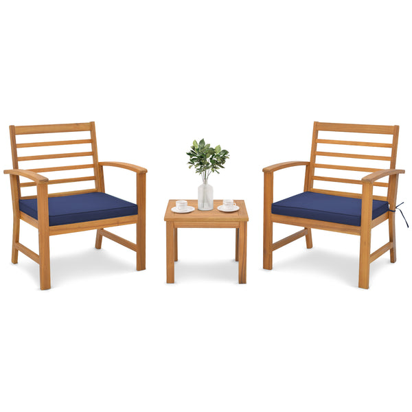 Sturdy acacia wood frame for lasting durability<br>Burr-free finish ensures a smooth and safe touch<br>Detachable cushion covers with practical zippers<br>High-density sponge for ultimate seating comfort<br>Ergonomic design supports and relaxes your body<