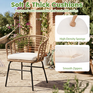 Hand-woven PE rattan lasts longer with sun-proof feature<br>Soft cushions for added comfort with soft sponge filling<br>Round bistro table is built to last as well as easy to clean<br>Suction cup for safe use of the tempered glass tabletop<br>Backrests br