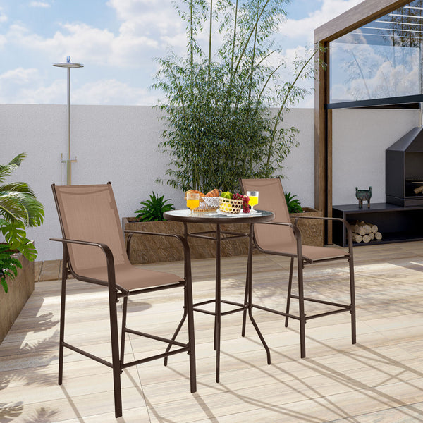 High quality tempered glass tabletop is studier and safer to use Water-wave surface adds a touch of elegance to your outdoors Breathable fabric for cool sitting experience even in the hot summer Brings ultimate comfort with comfortable armrests and footre
