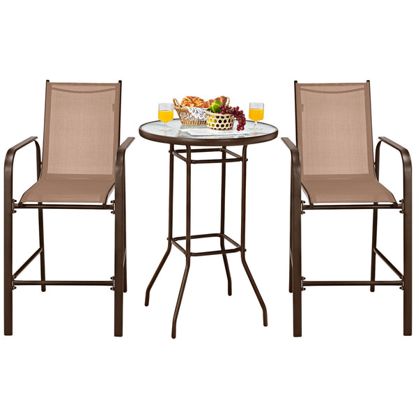 High quality tempered glass tabletop is studier and safer to use Water-wave surface adds a touch of elegance to your outdoors Breathable fabric for cool sitting experience even in the hot summer Brings ultimate comfort with comfortable armrests and footre