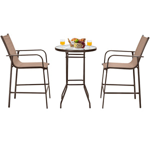 High quality tempered glass tabletop is studier and safer to use Water-wave surface adds a touch of elegance to your outdoors Breathable fabric for cool sitting experience even in the hot summer Brings ultimate comfort with comfortable armrests and footre