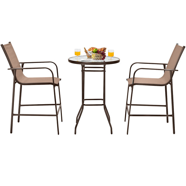 High quality tempered glass tabletop is studier and safer to use Water-wave surface adds a touch of elegance to your outdoors Breathable fabric for cool sitting experience even in the hot summer Brings ultimate comfort with comfortable armrests and footre