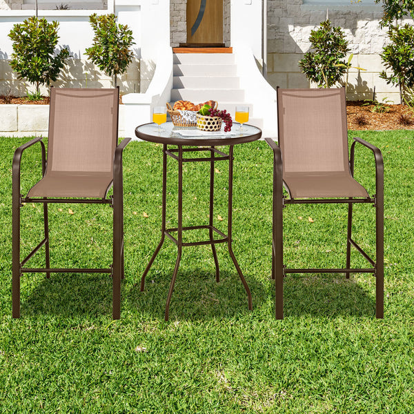 High quality tempered glass tabletop is studier and safer to use Water-wave surface adds a touch of elegance to your outdoors Breathable fabric for cool sitting experience even in the hot summer Brings ultimate comfort with comfortable armrests and footre