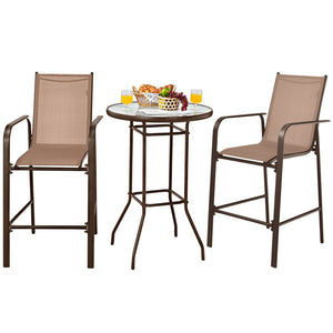 High quality tempered glass tabletop is studier and safer to use Water-wave surface adds a touch of elegance to your outdoors Breathable fabric for cool sitting experience even in the hot summer Brings ultimate comfort with comfortable armrests and footre