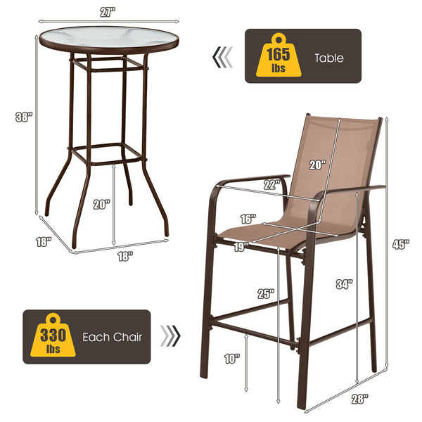 High quality tempered glass tabletop is studier and safer to use Water-wave surface adds a touch of elegance to your outdoors Breathable fabric for cool sitting experience even in the hot summer Brings ultimate comfort with comfortable armrests and footre