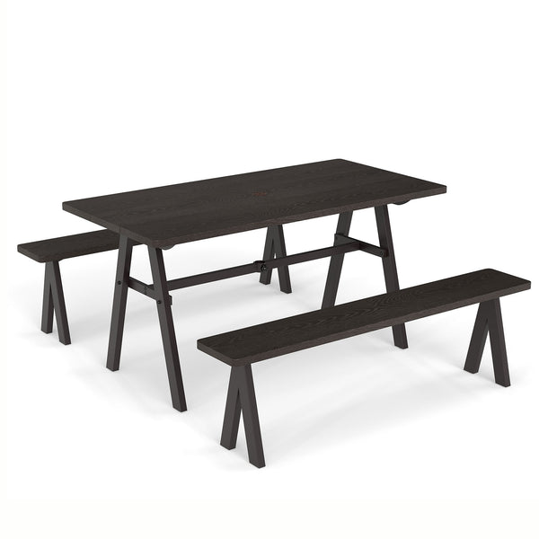 Ensure rustproof durability with premium zinc-iron alloy and galvanized iron <br>Come with strong stability thanks to the sturdy triangular structure <br>Adjustable foot pads of the table for balance maintenance <br>The dining table can support up to 350 