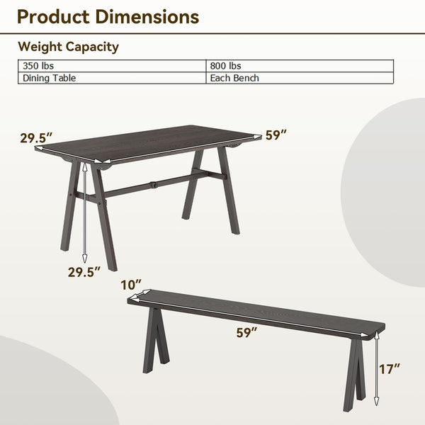 Ensure rustproof durability with premium zinc-iron alloy and galvanized iron <br>Come with strong stability thanks to the sturdy triangular structure <br>Adjustable foot pads of the table for balance maintenance <br>The dining table can support up to 350 