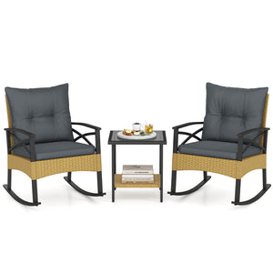 The hand-woven PE rattan is fade-resistant and sun-protective for durability<br>Ensure a stable structure with a heavy-duty metal frame<br>Gently lull you into a state of tranquility with a smooth rocking motion<br>Keep balance with anti-slip pads and sto