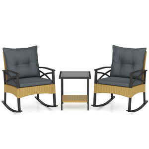 The hand-woven PE rattan is fade-resistant and sun-protective for durability<br>Ensure a stable structure with a heavy-duty metal frame<br>Gently lull you into a state of tranquility with a smooth rocking motion<br>Keep balance with anti-slip pads and sto