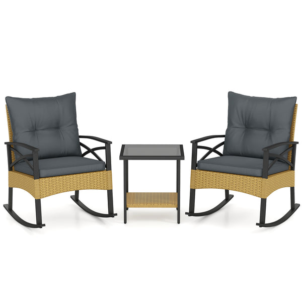 The hand-woven PE rattan is fade-resistant and sun-protective for durability<br>Ensure a stable structure with a heavy-duty metal frame<br>Gently lull you into a state of tranquility with a smooth rocking motion<br>Keep balance with anti-slip pads and sto