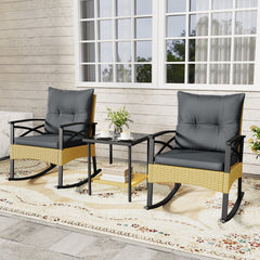The hand-woven PE rattan is fade-resistant and sun-protective for durability<br>Ensure a stable structure with a heavy-duty metal frame<br>Gently lull you into a state of tranquility with a smooth rocking motion<br>Keep balance with anti-slip pads and sto