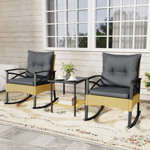 The hand-woven PE rattan is fade-resistant and sun-protective for durability<br>Ensure a stable structure with a heavy-duty metal frame<br>Gently lull you into a state of tranquility with a smooth rocking motion<br>Keep balance with anti-slip pads and sto