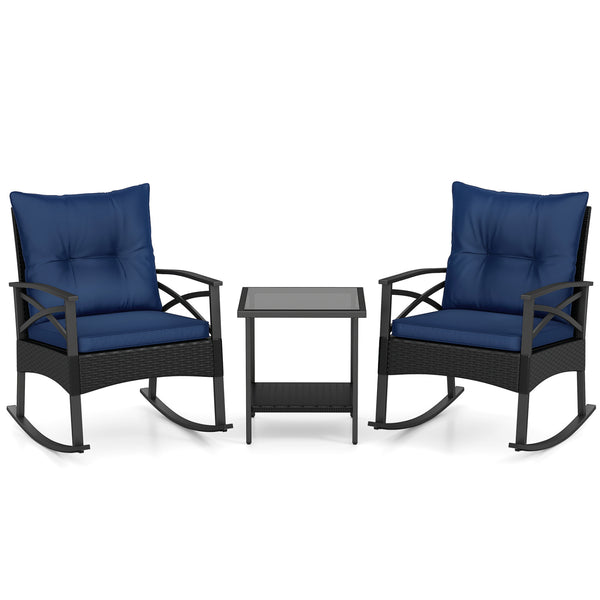 The hand-woven PE rattan is fade-resistant and sun-protective for durability<br>Ensure a stable structure with a heavy-duty metal frame<br>Gently lull you into a state of tranquility with a smooth rocking motion<br>Keep balance with anti-slip pads and sto