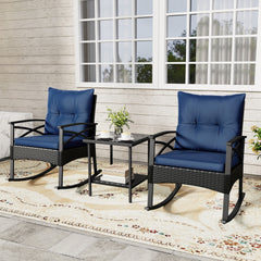 The hand-woven PE rattan is fade-resistant and sun-protective for durability<br>Ensure a stable structure with a heavy-duty metal frame<br>Gently lull you into a state of tranquility with a smooth rocking motion<br>Keep balance with anti-slip pads and sto