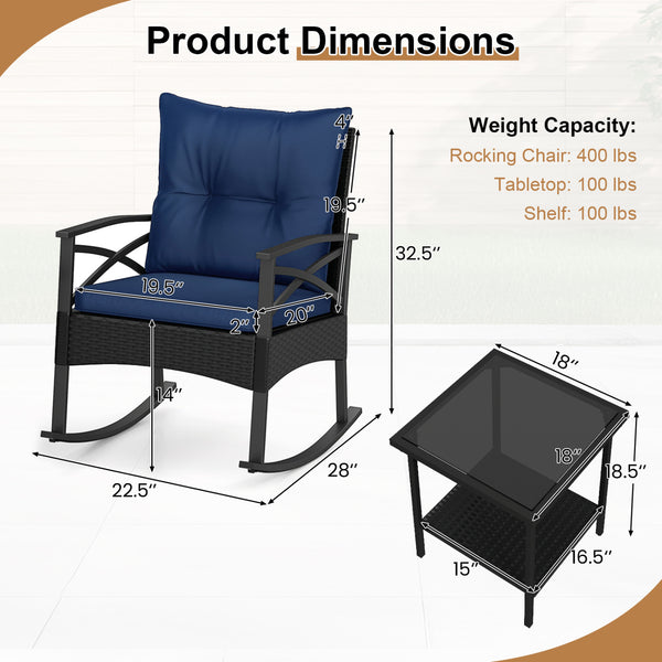 The hand-woven PE rattan is fade-resistant and sun-protective for durability<br>Ensure a stable structure with a heavy-duty metal frame<br>Gently lull you into a state of tranquility with a smooth rocking motion<br>Keep balance with anti-slip pads and sto