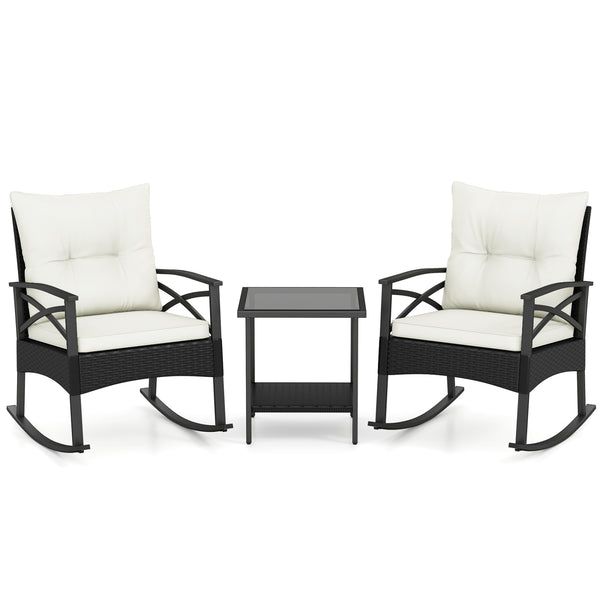 The hand-woven PE rattan is fade-resistant and sun-protective for durability<br>Ensure a stable structure with a heavy-duty metal frame<br>Gently lull you into a state of tranquility with a smooth rocking motion<br>Keep balance with anti-slip pads and sto