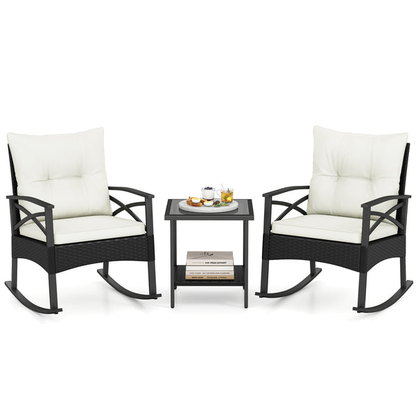 The hand-woven PE rattan is fade-resistant and sun-protective for durability<br>Ensure a stable structure with a heavy-duty metal frame<br>Gently lull you into a state of tranquility with a smooth rocking motion<br>Keep balance with anti-slip pads and sto