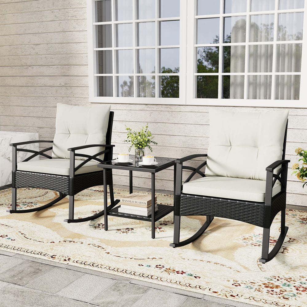 The hand-woven PE rattan is fade-resistant and sun-protective for durability<br>Ensure a stable structure with a heavy-duty metal frame<br>Gently lull you into a state of tranquility with a smooth rocking motion<br>Keep balance with anti-slip pads and sto