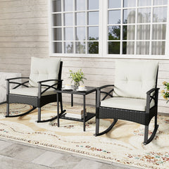 The hand-woven PE rattan is fade-resistant and sun-protective for durability<br>Ensure a stable structure with a heavy-duty metal frame<br>Gently lull you into a state of tranquility with a smooth rocking motion<br>Keep balance with anti-slip pads and sto