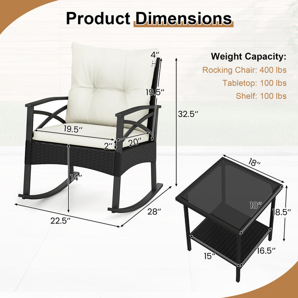The hand-woven PE rattan is fade-resistant and sun-protective for durability<br>Ensure a stable structure with a heavy-duty metal frame<br>Gently lull you into a state of tranquility with a smooth rocking motion<br>Keep balance with anti-slip pads and sto
