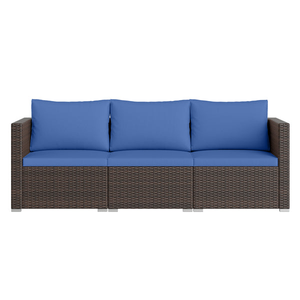 Hand-woven and sun-protective PE rattan for lasting use and beauty<br>Sponge-filled back and seat cushions offer additional coziness<br>Easy to remove and wash cushion covers with convenient zippers<br>Built-in armrests provide more support and relaxation