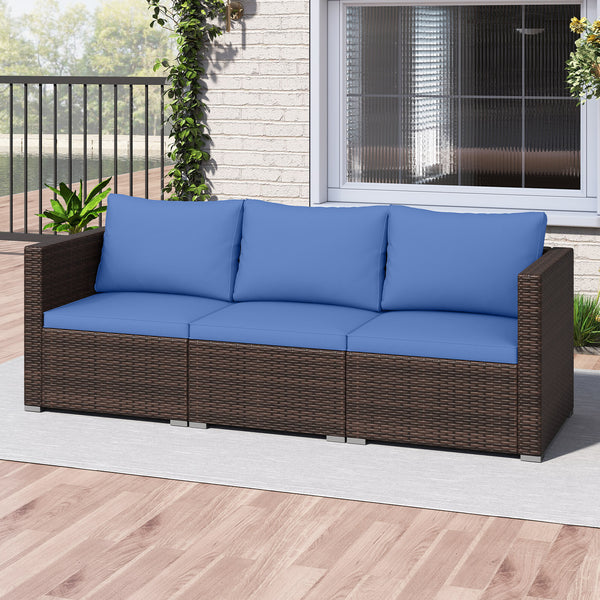 Hand-woven and sun-protective PE rattan for lasting use and beauty<br>Sponge-filled back and seat cushions offer additional coziness<br>Easy to remove and wash cushion covers with convenient zippers<br>Built-in armrests provide more support and relaxation