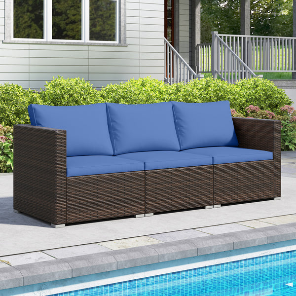 Hand-woven and sun-protective PE rattan for lasting use and beauty<br>Sponge-filled back and seat cushions offer additional coziness<br>Easy to remove and wash cushion covers with convenient zippers<br>Built-in armrests provide more support and relaxation