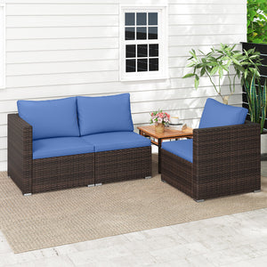 Hand-woven and sun-protective PE rattan for lasting use and beauty<br>Sponge-filled back and seat cushions offer additional coziness<br>Easy to remove and wash cushion covers with convenient zippers<br>Built-in armrests provide more support and relaxation