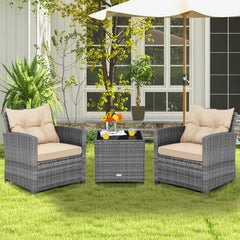 Including 1 table  2 chairs  2 seat cushions  2 back cushions and 1 Instruction<br>Please always keep cushions dry and avoid rain exposure<br>Soft seat and back cushions offer you more comfort<br>Zippered design makes the seat cushion cover easy to remove