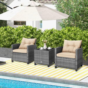 Including 1 table  2 chairs  2 seat cushions  2 back cushions and 1 Instruction<br>Please always keep cushions dry and avoid rain exposure<br>Soft seat and back cushions offer you more comfort<br>Zippered design makes the seat cushion cover easy to remove