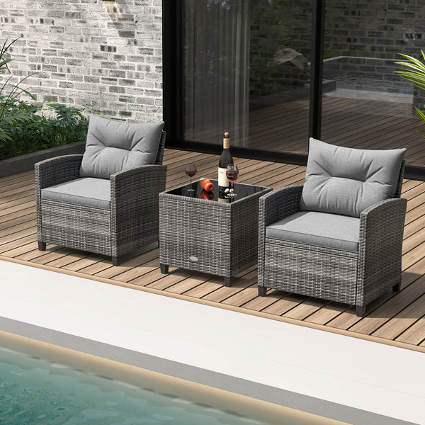 Including 1 table  2 chairs  2 seat cushions  2 back cushions and 1 Instruction<br>Please always keep cushions dry and avoid rain exposure<br>Soft seat and back cushions offer you more comfort<br>Zippered design makes the seat cushion cover easy to remove