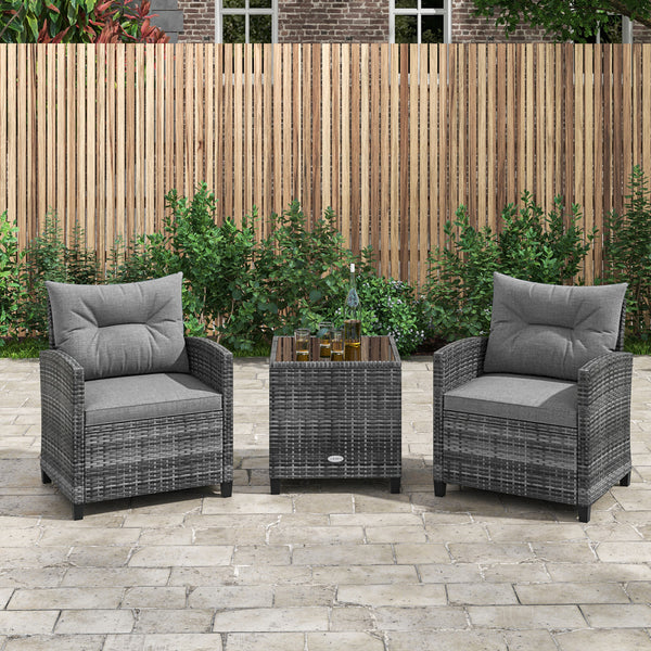 Including 1 table  2 chairs  2 seat cushions  2 back cushions and 1 Instruction<br>Please always keep cushions dry and avoid rain exposure<br>Soft seat and back cushions offer you more comfort<br>Zippered design makes the seat cushion cover easy to remove
