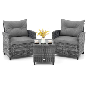 Including 1 table  2 chairs  2 seat cushions  2 back cushions and 1 Instruction<br>Please always keep cushions dry and avoid rain exposure<br>Soft seat and back cushions offer you more comfort<br>Zippered design makes the seat cushion cover easy to remove