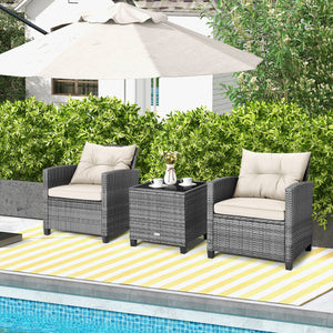Including 1 table  2 chairs  2 seat cushions  2 back cushions and 1 Instruction<br>Please always keep cushions dry and avoid rain exposure<br>Soft seat and back cushions offer you more comfort<br>Zippered design makes the seat cushion cover easy to remove