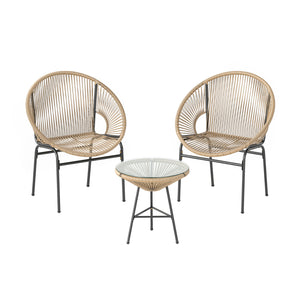 Constructed with sturdy steel pipe featuring high solidness and stability while also being waterproof <br>Made of high-quality plastic rope which has excellent weather resistance and is suitable for outdoor use <br>Chairs with ergonomic backrest for ultra